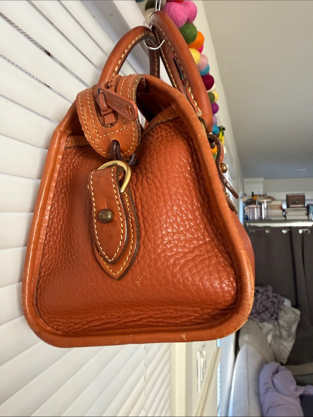 Dooney & Bourke Vintage Pebbled Leather Satchel - Tan Brown - Picture 10 of 16